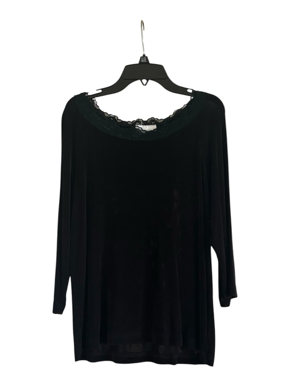 Patchington Lace-Trim Black Size Small Short Sleeve Blouse